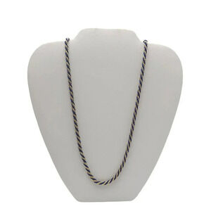 Trifari Gold Tone Blue Rope Twisted Chain Necklace Spring Ring Closure Vintage